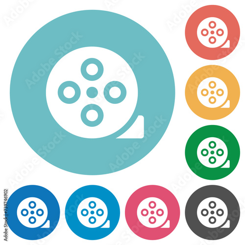 Film reel solid flat round icons