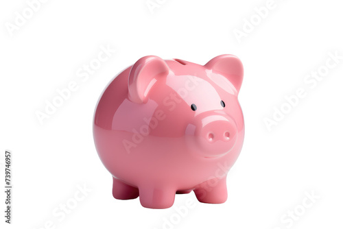 Pink Piggy Bank. A pink piggy bank with a coin slot on top. on a White or Clear Surface PNG Transparent Background.