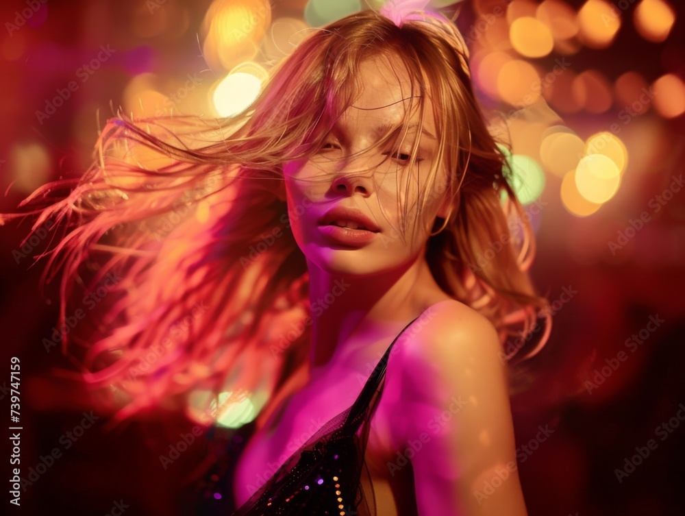 Beautiful woman in a nightclub. Lifestyle, entertainment concept. Beautiful woman in a nightclub. Lifestyle, entertainment concept.