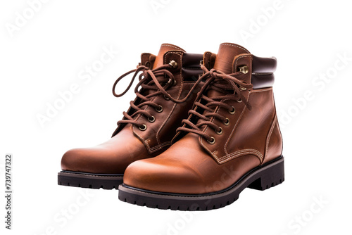 Brown Leather Boot Isolated On Transparent Background