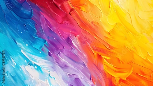 A multicolored splash of acrylic rainbow paints