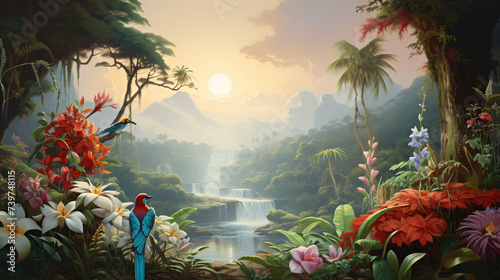 painting of a tropical jungle