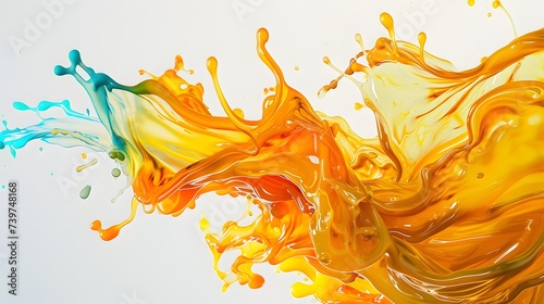 Watery glassy rainbow golden liquid splash