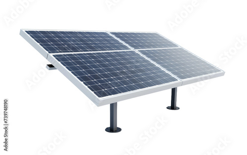 Solar Panel Mounted on a Pole. A solar panel is mounted on a sturdy pole, harnessing the suns energy to generate electricity. on a White or Clear Surface PNG Transparent Background.