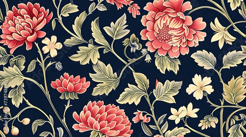 Victorian vintage floral seamless tiled wallpaper pattern 