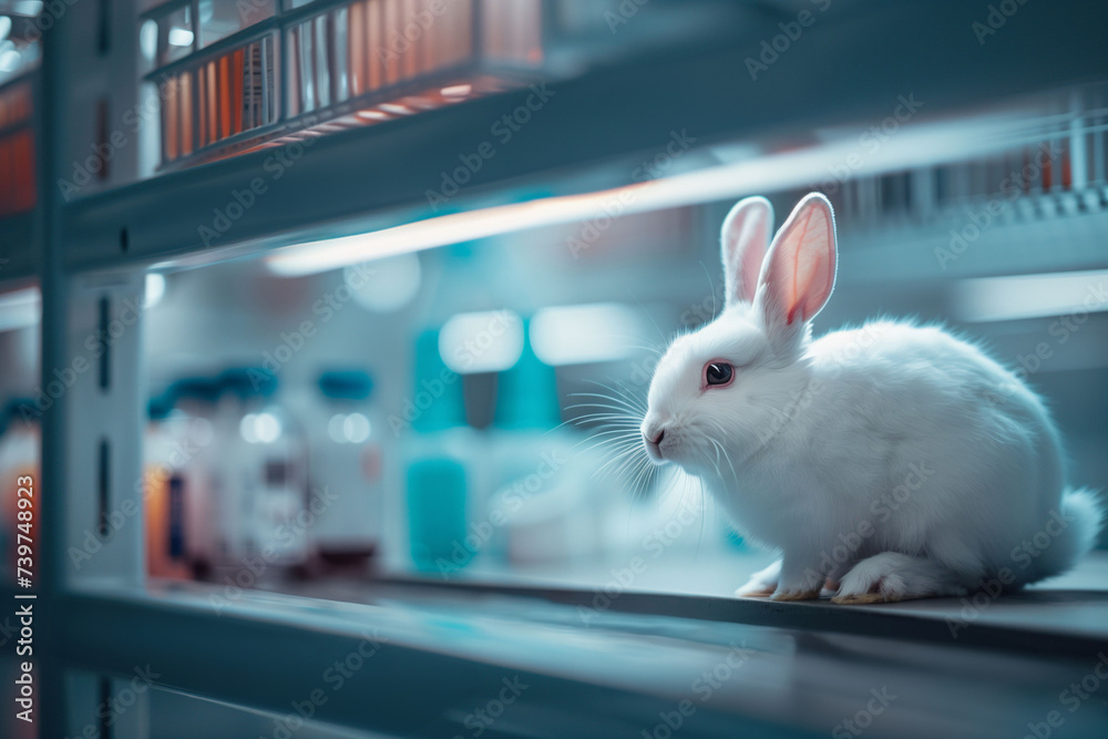 Animal cruelty - lab rabbit standing on a lab counter waiting for the ...