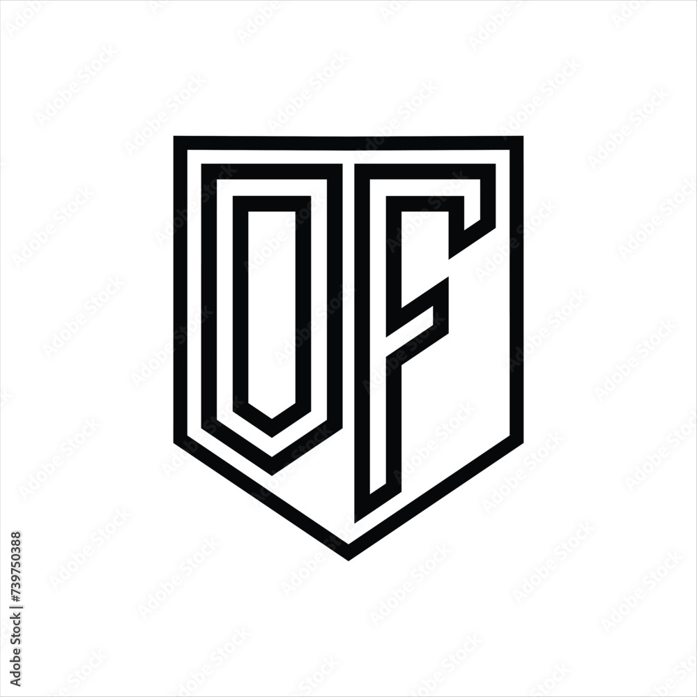 OF Letter Logo monogram shield geometric line inside shield isolated style design OF Letter Logo monogram shield geometric line inside shield isolated style design