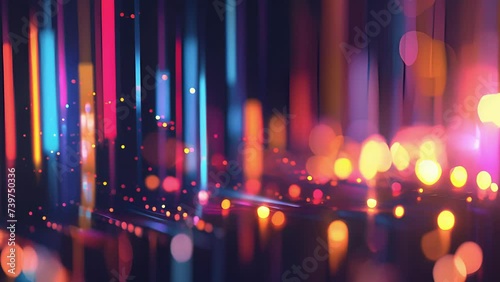A series of blurred lights in motion resembling a stock market graph. The image symbolizes the volatility and uncertainty of markets affected by inflation which can have a photo