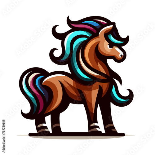  flat vector logo of a cute horse © Muhammad