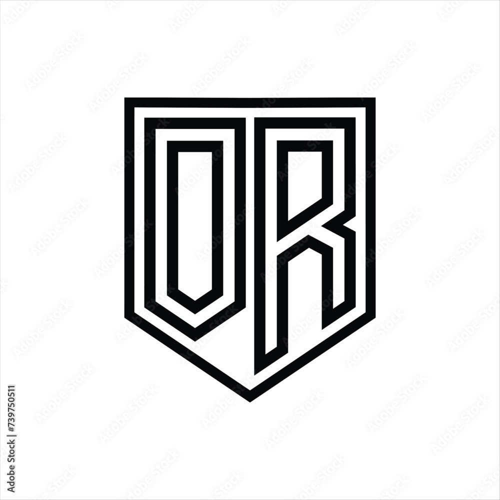 OR Letter Logo monogram shield geometric line inside shield isolated style design OR Letter Logo monogram shield geometric line inside shield isolated style design