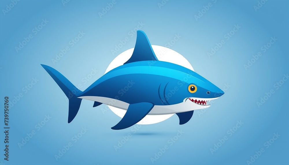 Flat Style Vector Illustration of Shark Mascot