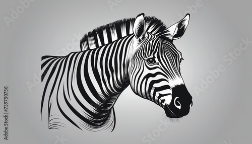 Modern Flat Style Icon of Zebra Sketch Drawing in Vector Art
