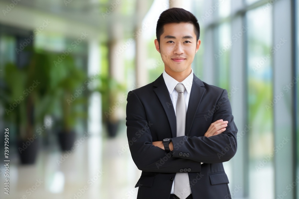 Portrait of a young asian businessman standing with his arms crossed Portrait of a young asian businessman standing with his arms crossed