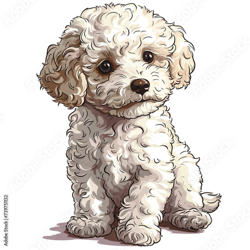 Illustration of a white bichon dog on a white background