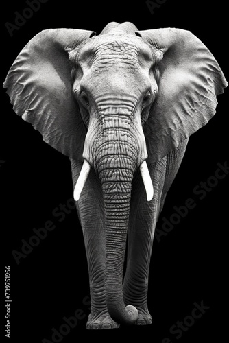 Elephant hand drawn realistic style on transparent background. © PNGstock