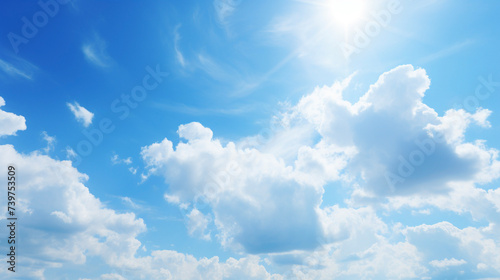 Obraz na płótnie 太陽と青空と白い雲 Generative AI