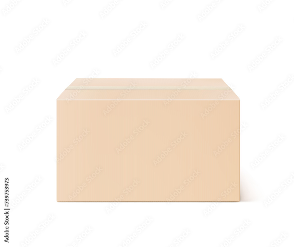 Closed realistic kraft cardboard packaging box mockup. Vector illustration on white background. Can be use for medicine, food, cosmetic and other. Ready for your presentation. EPS10. Closed realistic kraft cardboard packaging box mockup. Vector illustration on white background. Can be use for medicine, food, cosmetic and other. Ready for your presentation. EPS10.
