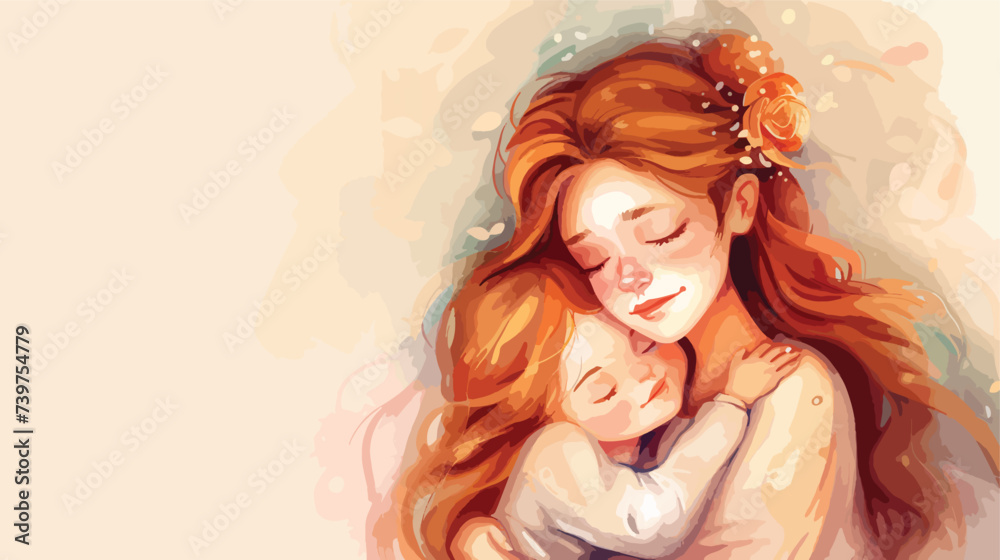 Beautiful mother hugging her little daughter.