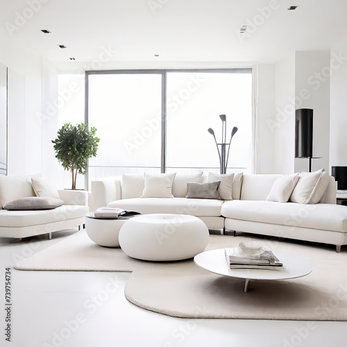 modern living room interior design with white sofa