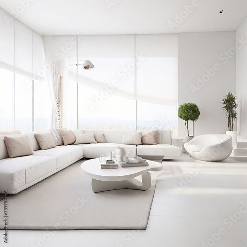 modern living room interior design with white sofa