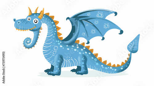 Blue Dragon Vector illustration isolated on white background.