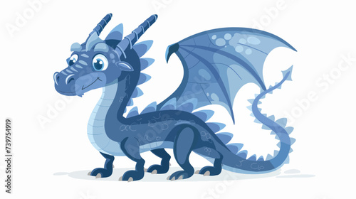 Blue Dragon Vector illustration isolated on white background.