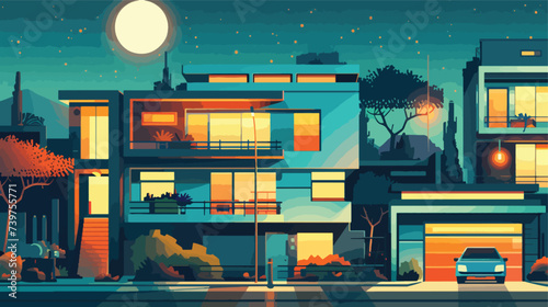 Colorful flat vector residential house