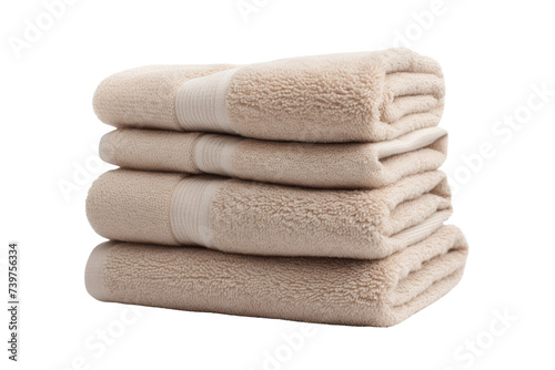 A neat stack of towels, one on top of the other, arranged in a clean and orderly fashion. on a White or Clear Surface PNG Transparent Background.