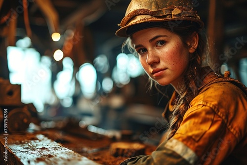 Young Female Carpenter Working in workshop