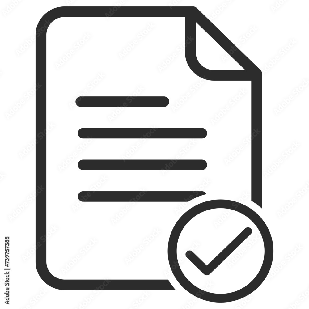 Document icon, paper with check mark flat icon, account and report of business Document icon, paper with check mark flat icon, account and report of business