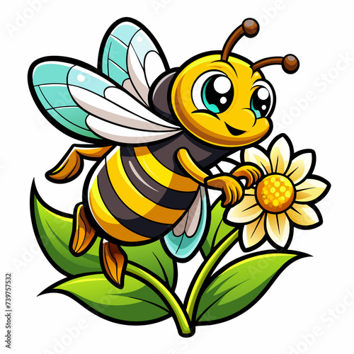 Hardworking Bee Buzzing Around Flower