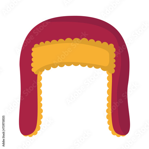 Trapper hat vector illustration, winter trooper earflap hat on white background, eskimo hat