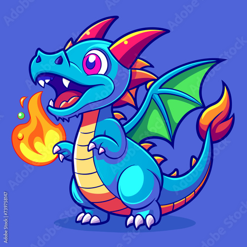 Playful Dragon Breathing Colorful Fire
