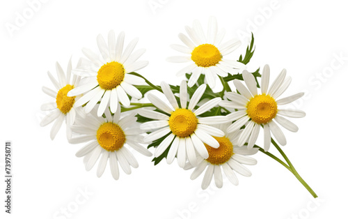 Close up photo showing a group of daisies arranged neatly. on a White or Clear Surface PNG Transparent Background.