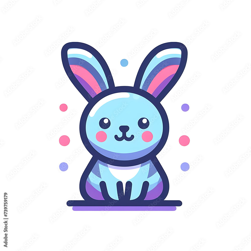 Fototapeta premium flat vector logo of a rabbit ,a cartoon of a rabbit ,Bunny rabbit toy isolated on white background
