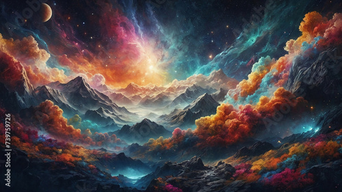 The upper sky dimension is full of amazing colorful abstract clouds