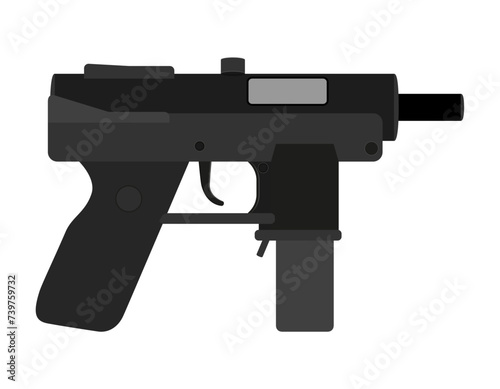 submachine machine hand gun weapons stock vector illustration