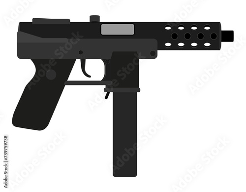 submachine machine hand gun weapons stock vector illustration