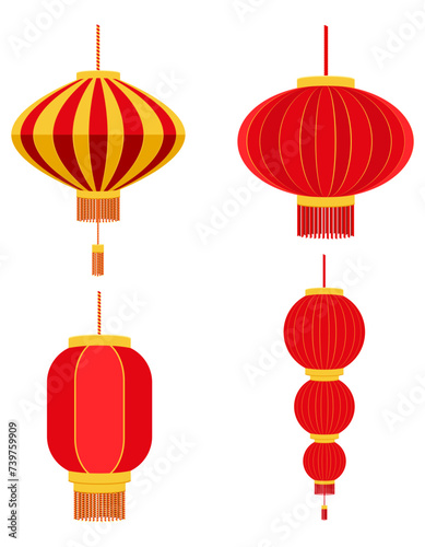 red chinese lanterns for holiday and festival decoration for design stock vector illustration