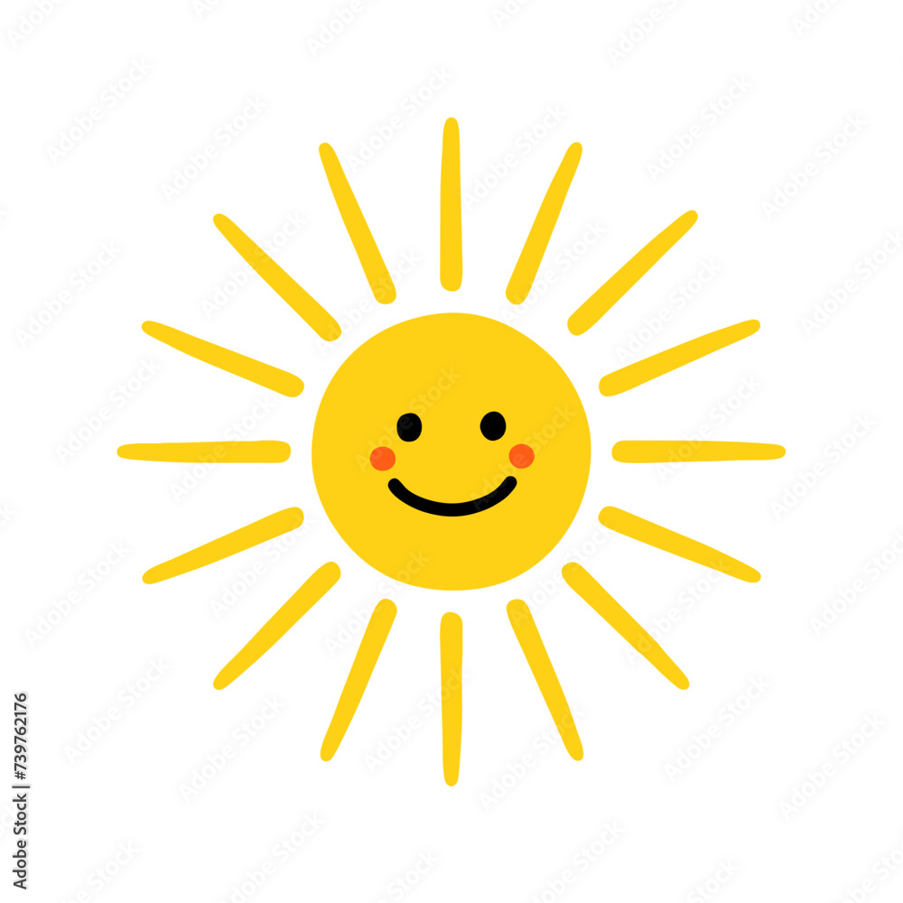 Cute sun with smile for sticker