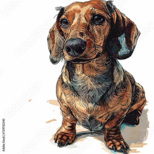 Dachshund dog. Vector illustration isolated on white background.