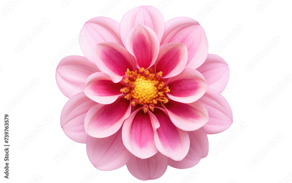 A photo showcasing a pink flower with a vibrant yellow center. on a White or Clear Surface PNG Transparent Background.