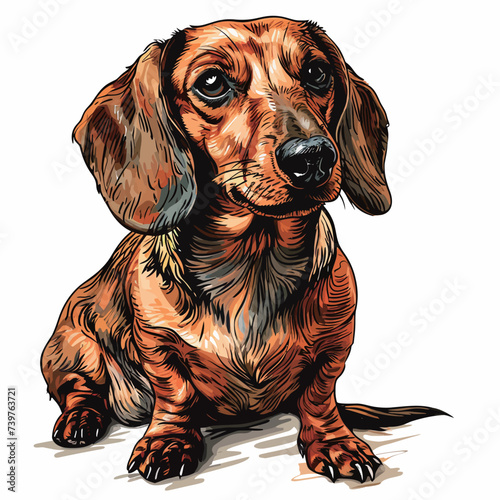 Chihuahua dog sitting on the ground. Vector illustration.