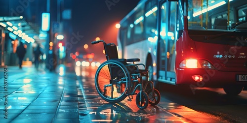 Accessible Public Transportation: Wheelchair-Friendly Buses Promote Mobility for All. Concept Public Transportation, Accessibility, Mobility, Wheelchair-Friendly Buses, Inclusivity