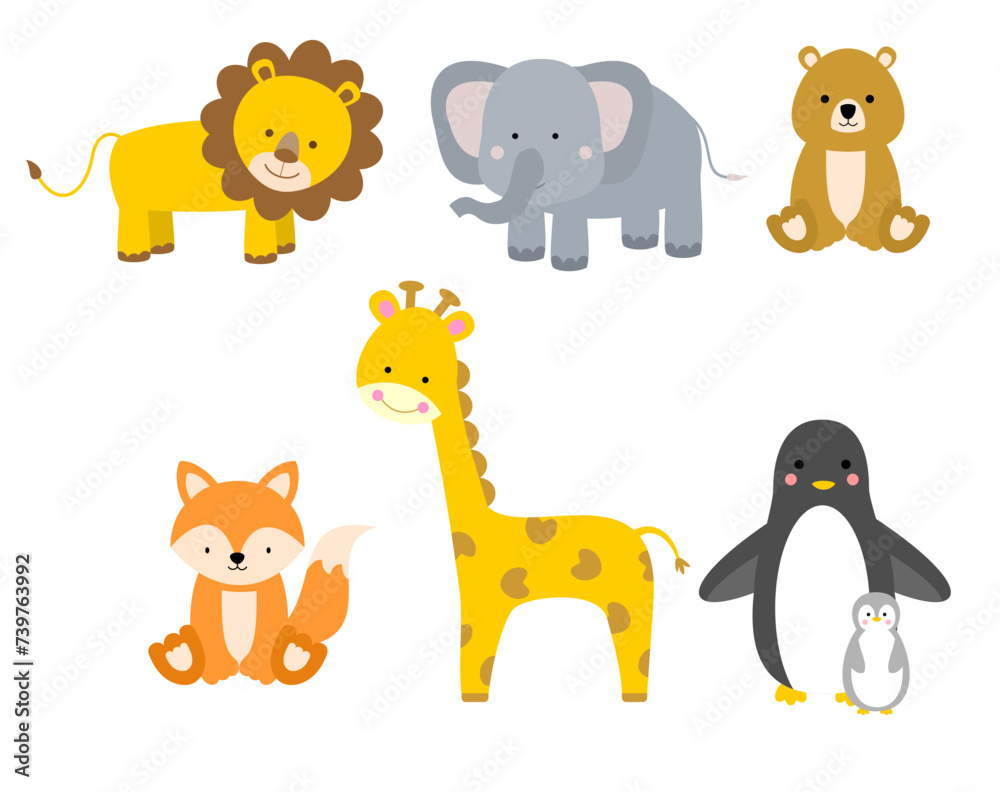 Collection of cute animal series, animals illustration for children