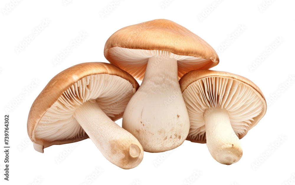 A cluster of mushrooms is seen in the photograph. on a White or Clear Surface PNG Transparent Background. A cluster of mushrooms is seen in the photograph. on a White or Clear Surface PNG Transparent Background.