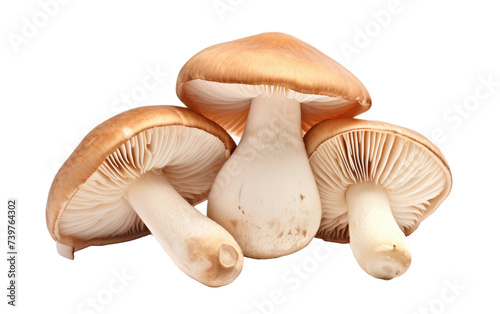 A cluster of mushrooms is seen in the photograph. on a White or Clear Surface PNG Transparent Background.
