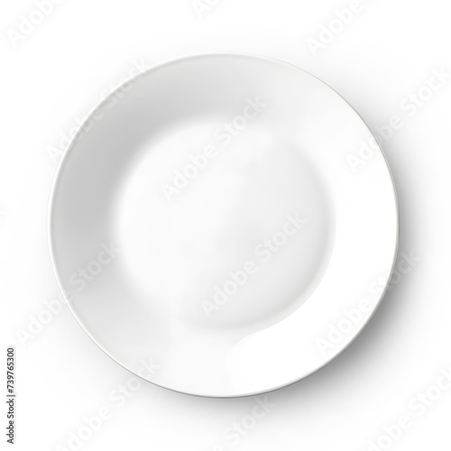 Empty white plate isolated on white background. Generative AI.
