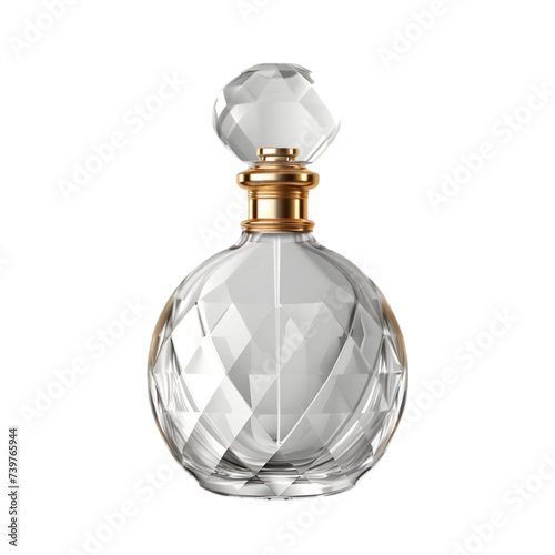 luxury crystal perfume bottle mockup isolated on transparent background, transparency 