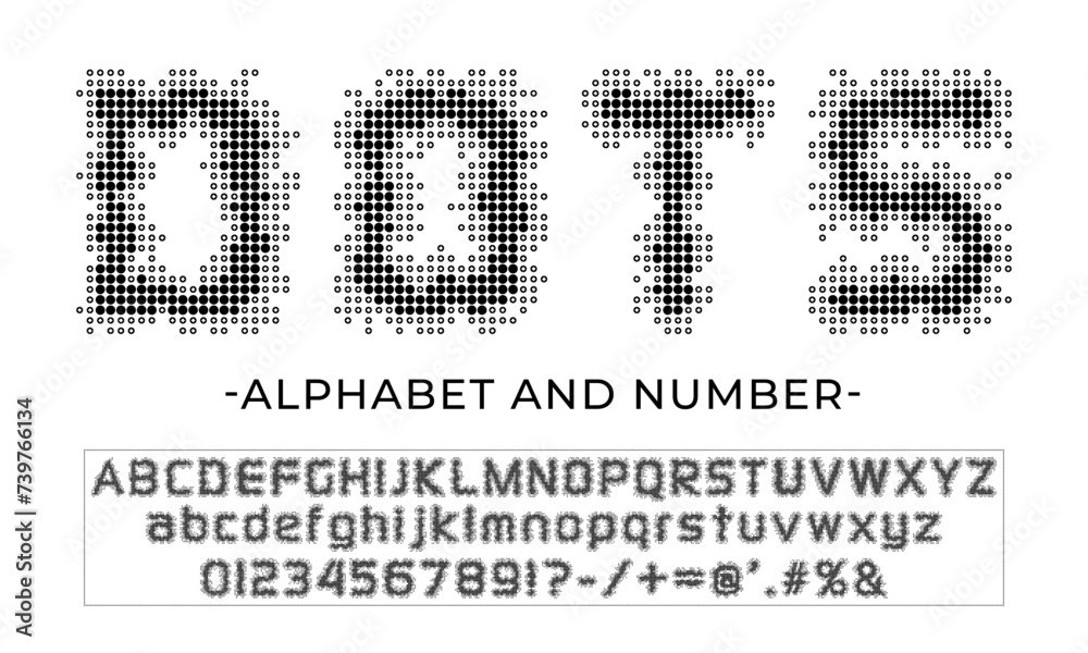 Set of letters made of dots. Dotted digital font. Led display font ...